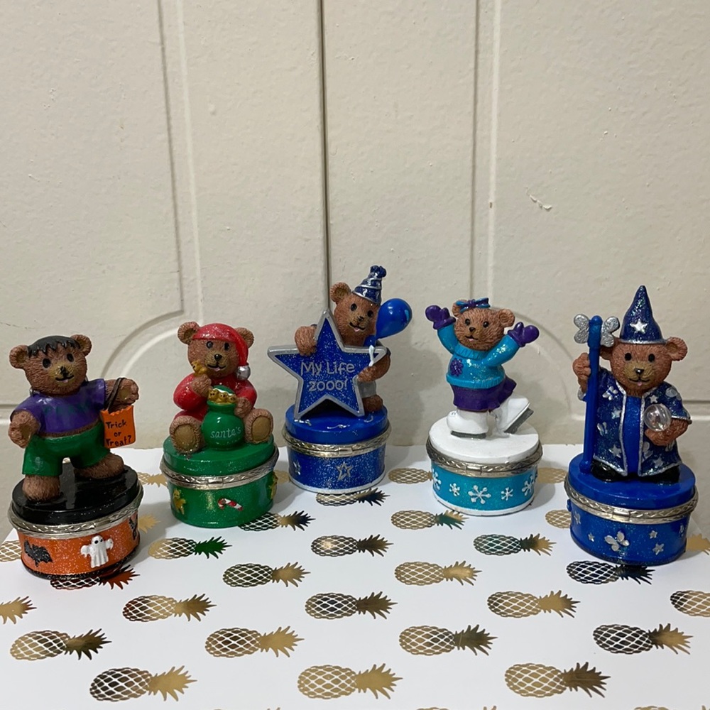 VINTAGE 1999 HOLIDAY BEAR JEWELRY CASES